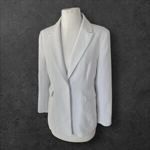 Banana Republic White Blazer Machine Washable Tailored Performance Women's 12 P